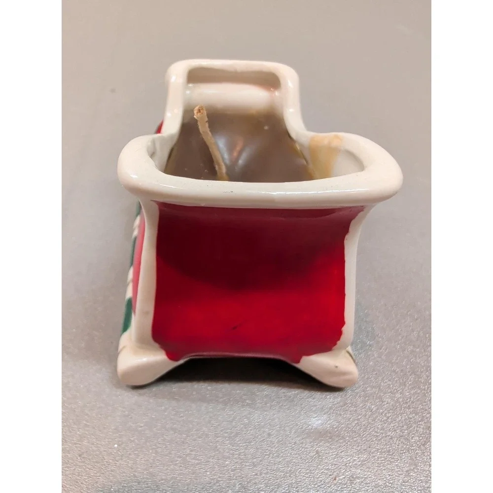 Vintage Bens Transworld Imports Ceramic Christmas Sleigh Candle Japan Painted